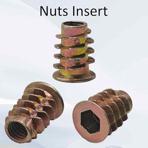 50PCS M6*15mm Threaded Insert Nuts Zinc Alloy Hex Socket Drive Furniture Screw-in Bolt Fastener Connector for Wood Furniture Assortment with Hex Spanner - size: M6x15mm