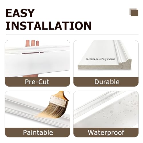 Board and Batten Wall Panel Kit,Paintable Wainscoting Panels Easy Install for Bedroom Living Room Hallway, Covers 94" x 54" Molding Trim Slat with Edge Strip, Paintable White