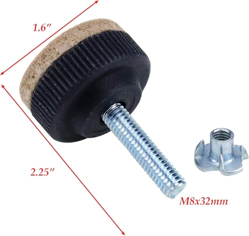 10pcs Felt Base Plastic Furniture Feet with M8x32mm Bolt Screw-on Chair Table Legs (Diameter 1.6-Inch) - size: 1.6"/41mm