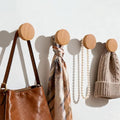 4 Pack Wood Wall Hooks Round Wooden Coat Hooks Adhesive Hooks Heavy Duty