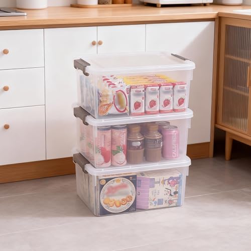 Citylife 17QT Plastic Storage Bins with Lids,5Packs Large Containers - color: Clear White, size: 17 QT(5 Pack)