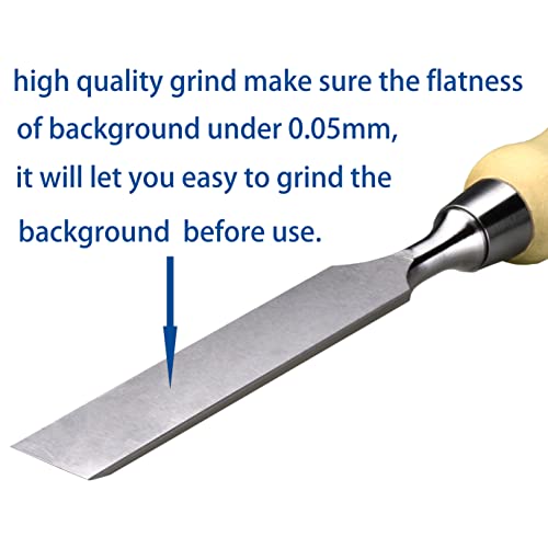 4 Piece Bevel Edge Butt Chisel Set 1/4 inch(6mm), 1/2 inch(12mm), 3/4 inch(20mm), 1 Inch(26mm) with Hornbeam Handles and Stainless Steel Ferrules - size: 4 Piece Butt Chisel