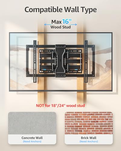 MOUNTUP Ultra Slim TV Wall Mount for Most 37-90 inch TVs, 1.1" Thin Low Profile Full Motion TV Mount Bracket, Dual Swivel Articulating Arms with Tilt, Fits 16" Studs, Max VESA 600x400mm Holds 132lbs - size: for 37-90 inch TV,Slim TV Mount