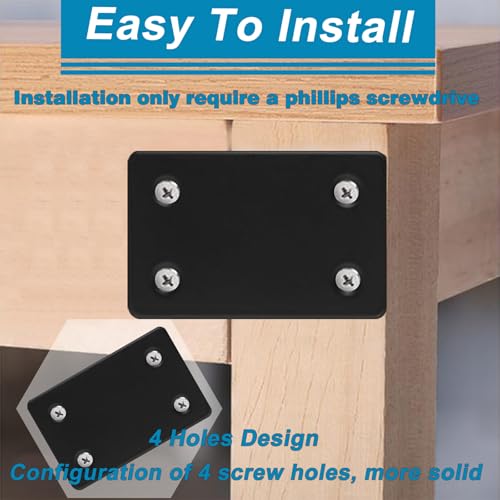 50PCS Flat Straight Brace Brackets, 2.36" Stainless Steel Joining Brackets - size: Black,2.36"x1.5"