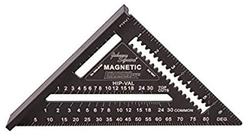 Johnson Level & Tool 1959-0700 Magnetic Johnny Square Professional Easy-Read Aluminum Rafter Square, 7", Black, 1 Square - size: 7-inch, style: Magnetic