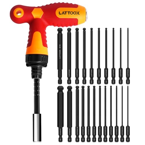 Metric & SAE Ball End Hex Bit Set with Ratcheting T Handle Bit Driver - style: 22PCS Ball Hex Bits+T Handle