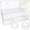 Bead Organizer Box, 120 Pack Small Clear Storage Boxes with Labels, Large Travel Craft Case with Handle, Mini Plastic Containers for Jewelry Making Diamonds DIY Pony Bracelet Screws Seeds Small Parts - size: 2 Pack 120 Pcs