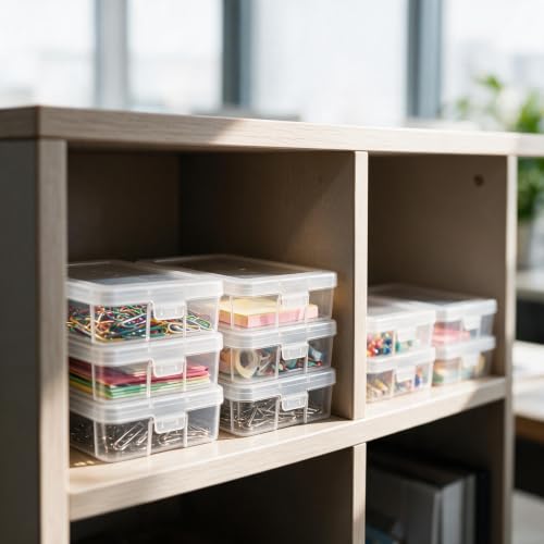 novelinks Plastic Small Storage Containers for Organizing, Mini Tote Box - color: 18 Pack Small -Clear