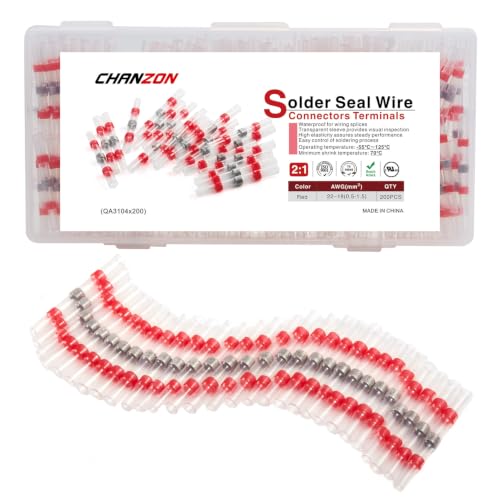 Chanzon 200Pcs Heat Shrink Solder Seal Wire Connectors 22-18AWG Red - color: 2. 22-18AWG