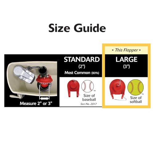 Korky 3070BP Large 3" 2X High Performance Universal Toilet Flapper, Red (Pack of 6) - size: 3 In. (Pack of 6)