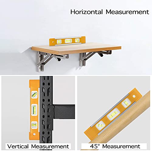 LAND 9 Inch Magnetic Torpedo Level with 3 Bubbles (Horizontal, Vertical, 45°) - Shock-Resistant ABS Frame, Heavy-Duty Magnetic Base, Bright Orange for Construction, Woodworking