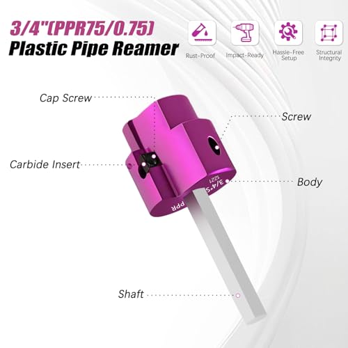 PVC Pipe Reamer Kit 1 PCS 3/4"(PPR75) for SCH 40 PVC CPVC ABS - size: 3/4 Inch