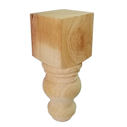 8" Wood Furniture Legs Bun Feet Unfinished Furniture Feet for Cabinet Sofa Bench Ottoman, Dresser Foot Replacement 2 Pcs