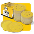 100PCS 6 Inch 150mm 6 Hole Sanding Discs Sandpaper Mixed Grits - Premium Gold Round Hook and Loop for Random Orbital Sander (60, 80, 120, 220, 320 Grit Variety Pack) - style: Mix Grit - 100 Pack