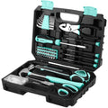 DEKOPRO 50 Piece General Household Hand Tool Kit with Plastic Toolbox Storage Case, All Purpose Home Tool Kit Includes Essential Tools for Office College Repairs - Turquoise - color: Turquoise-50pcs