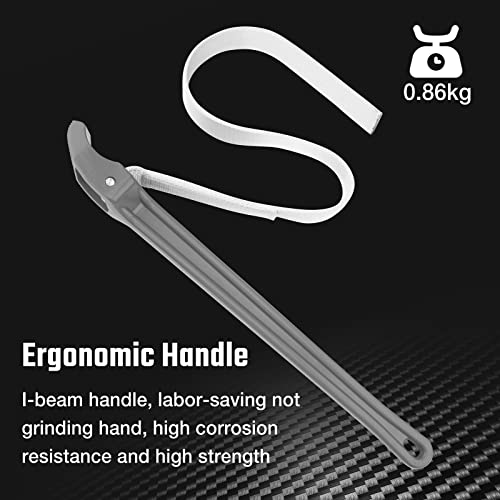 DURATECH Strap Wrench 18" Handle, Adjustable Nylon Strap Pipe Wrenches - color: Grey, size: 18 Inch