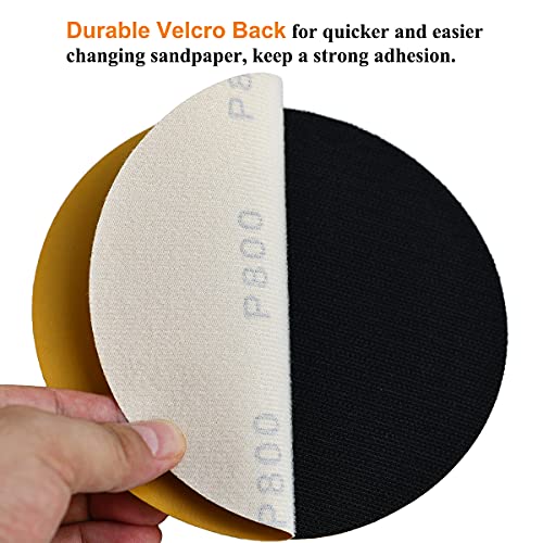 6-Inch No-Hole Hook and Loop Gold Sanding Discs 800-Grit, 100-Pack - size: 800 Grit