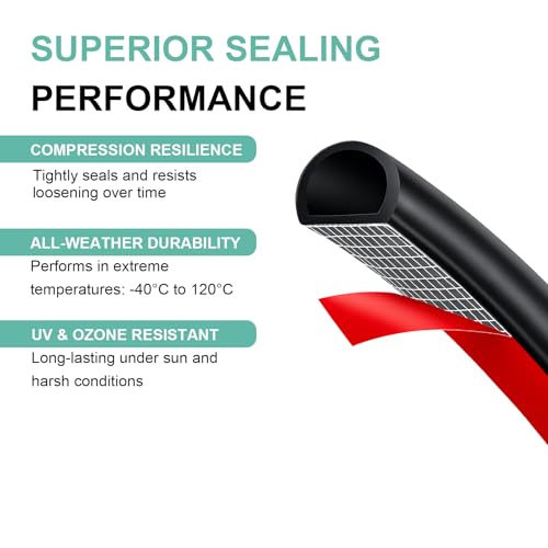 Weather Stripping Door Seal Strip 26FT – EPDM D-Shape Foam Rubber with Tape for Home Door, Window, Garage, RV, Truck, Boat, Marine Hatch – 0.75"x0.375" (Pack of 2) - size: 26FT (Pack of 2)