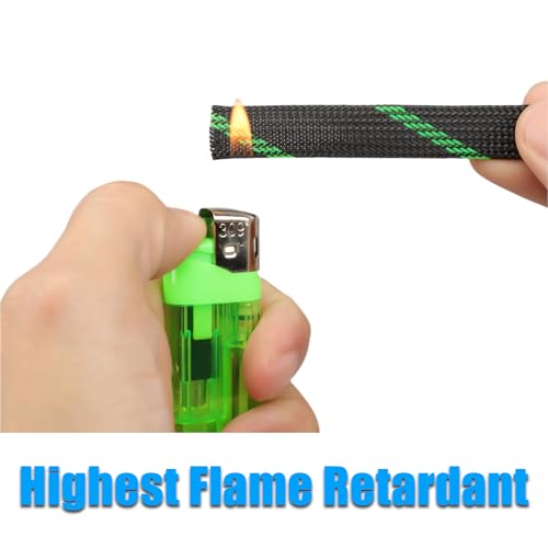 25ft PET Expandable Braided Cable Sleeve 1/2inch(12mm) Pet Braided Cable Sleeve for Audio Video Device Wire Automotive Wire (Black Green) - color: Black Green, size: 12mm"(1/2 inch)