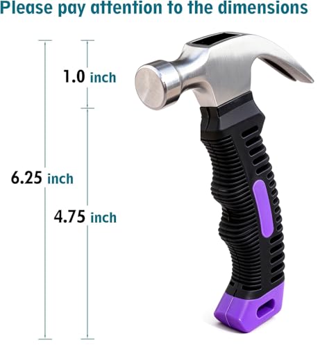8 oz Small Claw Hammer - Mini Hammer for Women&Kids - Little Hammer for Household Projects, Woodworking & DIY Tasks - style: Purple