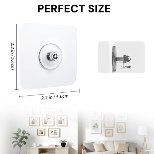 15 Pcs Adhesive Picture Hooks 20 lbs No Drill Screw Stickers Heavy Duty Picture Hangers Without Nails No Nail Wall Hooks for Hanging Frame Hanger Sticky Hook for Bathroom Kitchen - size: 14 mm
