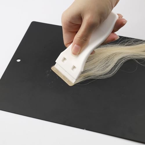 Plastic Razor Scraper with 10pcs Double Edged Plastic Blades Hair Extension Tool for Debris Sticker Label on Glass Windows Removal Scraper Tool (White&White)