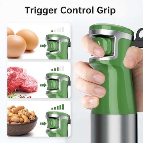 Turelar Immersion Blender Handheld 5 in 1 Hand Blender Set 1100W Heavy Duty - color: Green, size: 5 in 1