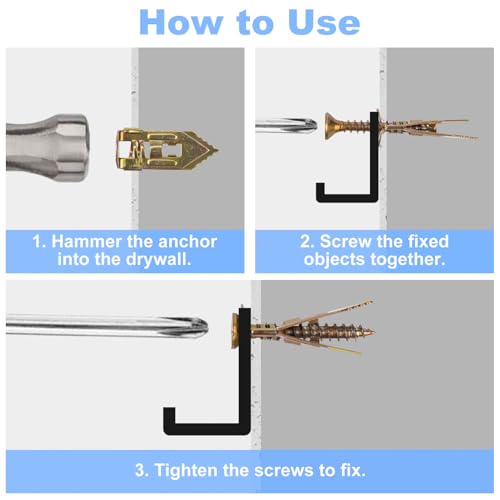 60PCS 0.47x1.18 inch Self-Drilling Anchors, Ancors and Screws for Heavy Duty, Metal Screw Anchors Kit, No Drill and Holes in Wall - size: 60PCS--0.47x1.18inch