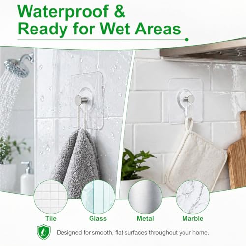 15Pcs Picture Hangers Without Nails, Drill Free Adhesive Wall Hooks, 33 lbs - color: Transparent-15PCS