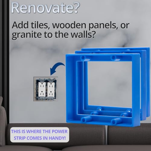 3/4" Double Gang Electrical Box Extender,Blue, Pack of 3 - color: Blue-3/4"
