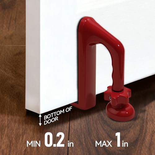Portable Door Stopper, Aluminum Alloy Anti-Slip Safety Device, Suitable for Personal Protection During Travel or Apartment Living.(red) - color: Red