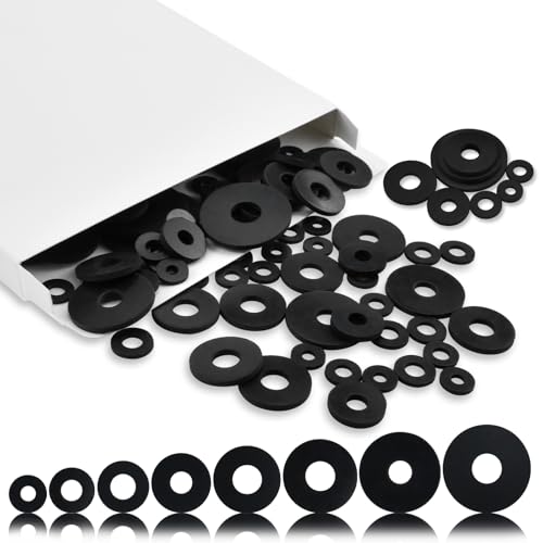 160 Pcs Flat Rubber Washers Assortment Kit, 10/10.5/12/16/18/20/25/30mm