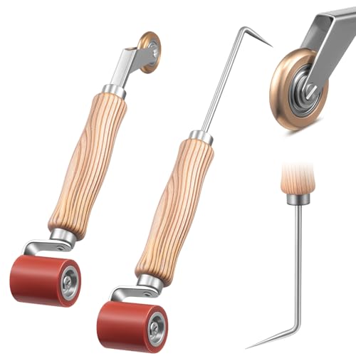2 Pcs Seam Roller with Tester Probe, 40 mm Silicone Seam Roller with 6 mm Brass Detail Penny Tool, Smoothing Tool for PVC/TPO/EPDM Single Ply Roofing Tape Woodwork Wallpaper Installation | 40 mm Silicone Seam Roller with 6 mm Brass Detail Penny Tool, Smoo