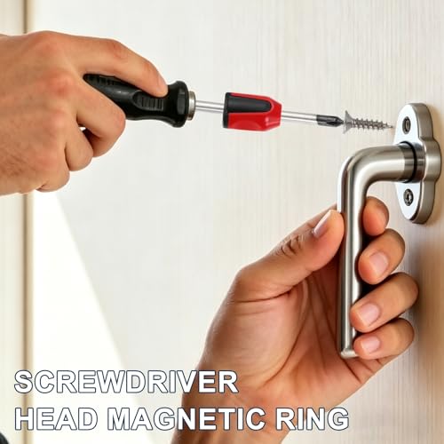 HARFINGTON 6pcs Screwdriver Head Magnetic Ring 9/32" Screwdriver Bit Holder Ring Universal Bit Holder for Hex Shank Drills Power Tools DIY Repair, Red Black - color: Red Black