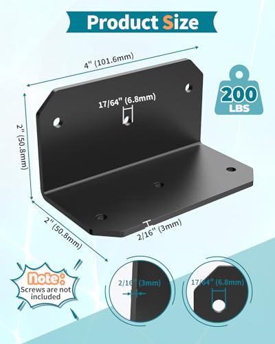 4 Inch L Bracket Corner Brace, 90 Degree Angle Iron, Black 4Pcs - color: Black-4PCS