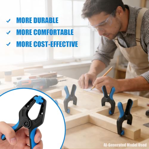 12 Pack 4 inch Heavy Duty Spring Clips, Plastic Spring Clamps for Woodworking, Backdrop Stand, Pool Cover, Photography, Crafts - size: 4" Pack of 12
