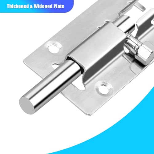 INBOF 4 Pack Slide Lock, 3 Inch Barrel Bolt Latch, Door Latch Lock with 24 Screws, Stainless Steel Slide Locks for Inside Door - color: Silver - 4 Pack