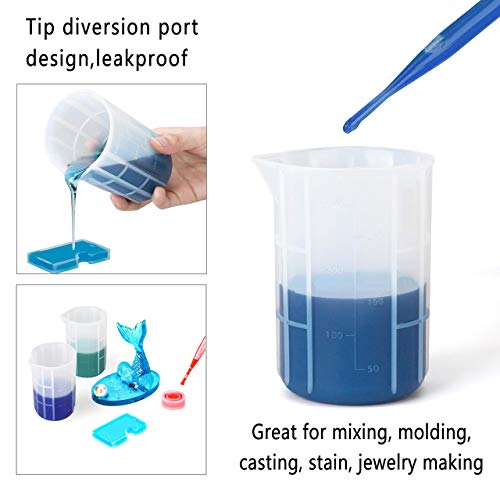 Gartful 300ml Mixing Cups for Epoxy Resin, 4PCS Extra Large Silicone Measuring Cups, Reusable, Durable Pour Tool for Casting Molds, Making Stain Jewelry & Cup, Acrylic Paint Pouring, DIY, Art, Craft - size: Large-300ml*4