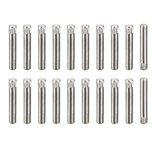 uxcell 3x20mm 304 Stainless Steel Dowel Pins, 50Pcs Knurled Head Flat Chamfered End Dowel Pin, Wood Bunk Bed Shelf Pegs Support Shelves Fasten Elements - size: 3x20mm