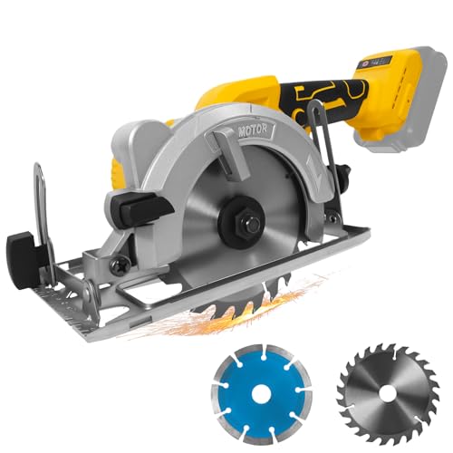 5" Cordless Circular Saw for Dewalt 20V Battery, 1000W Brushless Power Saw | 2 Blade, 0-45° Cutting Bevel, Cutting Depth 1.42″(36MM), Compact Circular Saws for Wood,PVC,Metal,Stone(No battery)