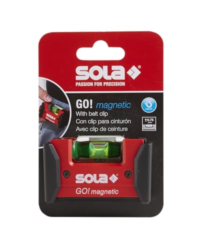 SOLA LSGOM GO! Magnetic Portable Level with Clip and 1 60% Magnified Vial, 3-Inch - size: 3-Inch, style: Magnetic, Pocket-Size