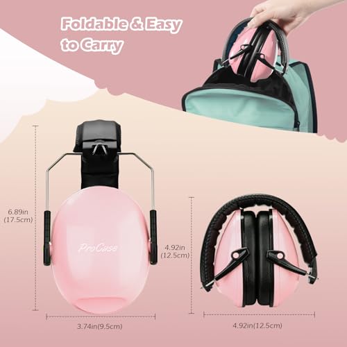 ProCase Noise Cancelling Headphones for Kids/Toddlers SNR 27dB Ear Muffs - color: Lightpink