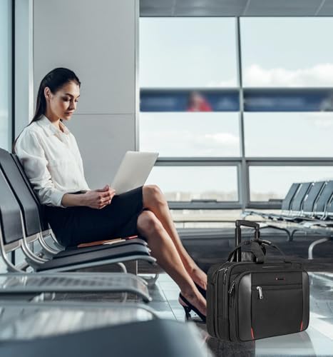 EMPSIGN 17.3 Inch Rolling Laptop Bag for Women/Men, Black
