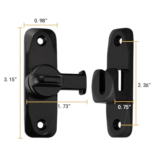 Black Barn Door Latches,90/180 Degree Gate Lock_B - color: Black