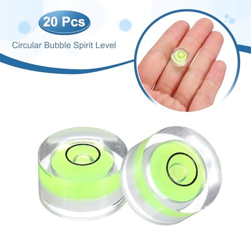 HARFINGTON 20pcs Circular Bubble Spirit Level 13x7mm Mini Round Bubble Spirit Level Little Measuring Layout Tools for TV Industrial Carpentry Picture Frame, Green/Black - color: Green/Black, size: 13x7mm