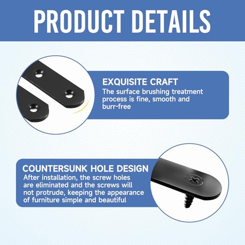 108PCS 4Sizes Flat Metal Brace Brackets Mending Plates for Wood Stainless Steel Bracket Plate with Holes (46mm/56mm/76mm/96mm) YY001-B - color: Black, size: Flat style