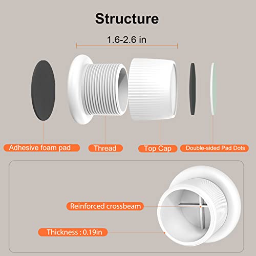 Adjustable Furniture Bed Risers 1.6-2.6 inch Durable Anti Slip-White 4 Pcs - color: White - 4 Pcs