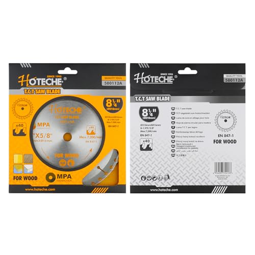 Hoteche 8-1/4-Inch Circular Saw Blade for Wood 40-Tooth Tungsten Carbide-Tipped Blade High-Performance Professioal Saw Blade for Miter Saw and Table Saws, Hole Size 5/8-inch - size: 8-1/4-Inch, style: 40T-5/8in