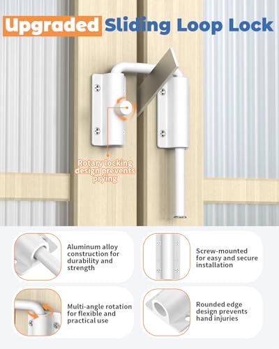 Sliding Door Loop Lock, Security U-Bolt Locks, White-2PCS - color: White-2PCS