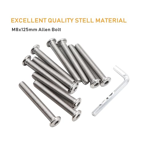 6pcs M8 x 125mm Rivet Countersunk Socket Cap Allen Head Bolts Screws Connecting for Furniture, 304 Stainless Steel - size: 6pcs M8 x 125mm